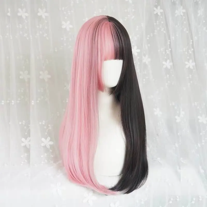 GOTHIC HARAJUKU PINK BLACK LONG STRAIGHT WIG BY31047