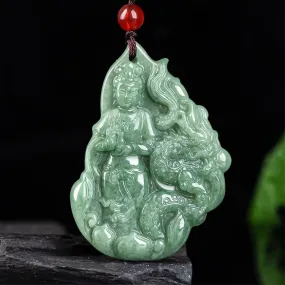 Grade Natural A Jade Jadeite Dragon Buddha Guanyin Pendant #34-1226