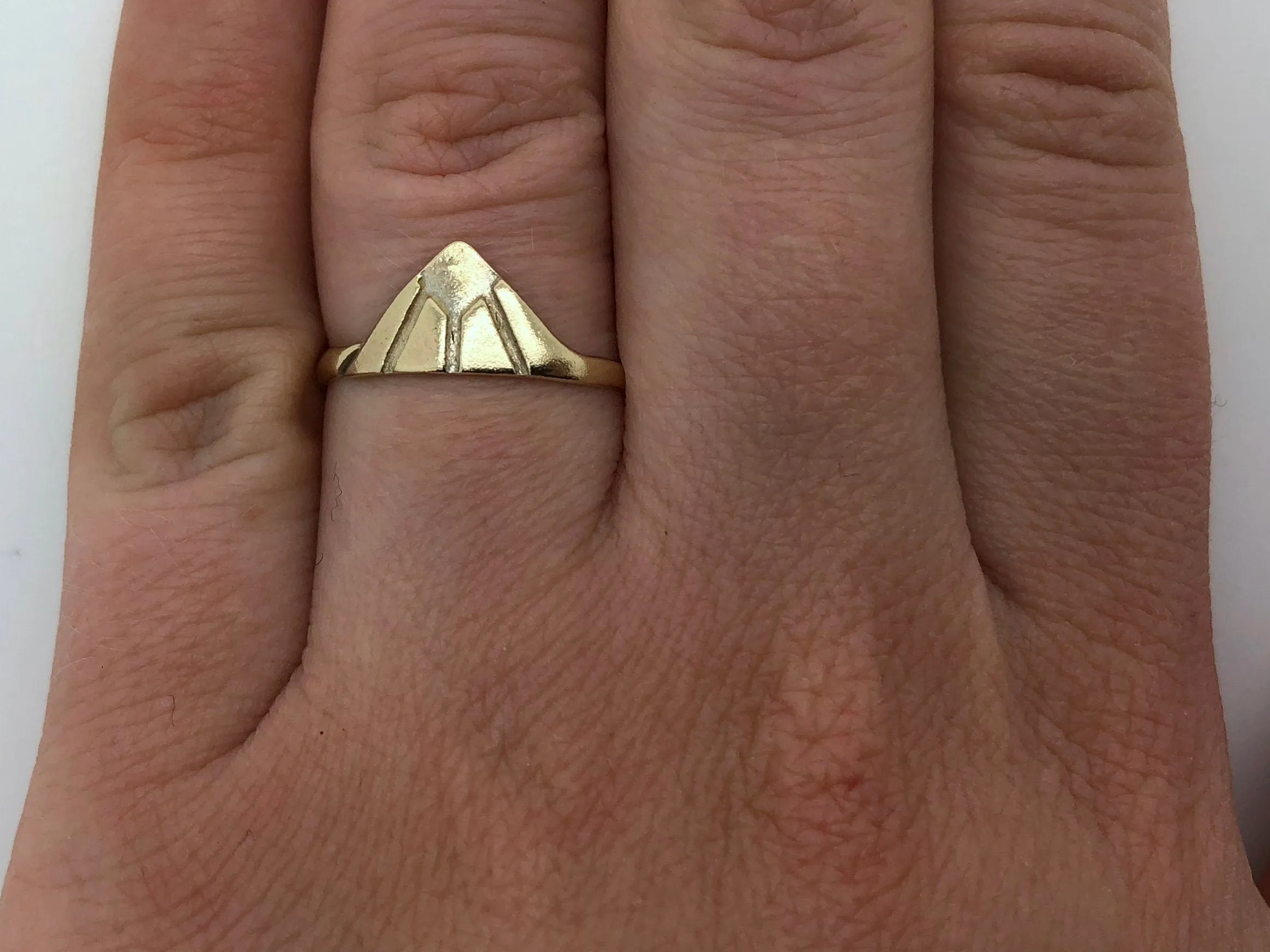 H A N D M A D E / triangle stacker / 14k yellow gold triangular stacking ring