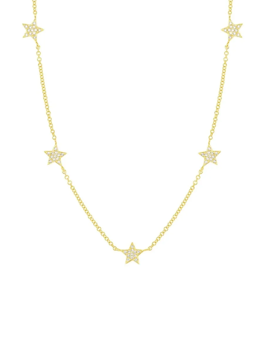 Hallie Diamond Star Necklace 14K