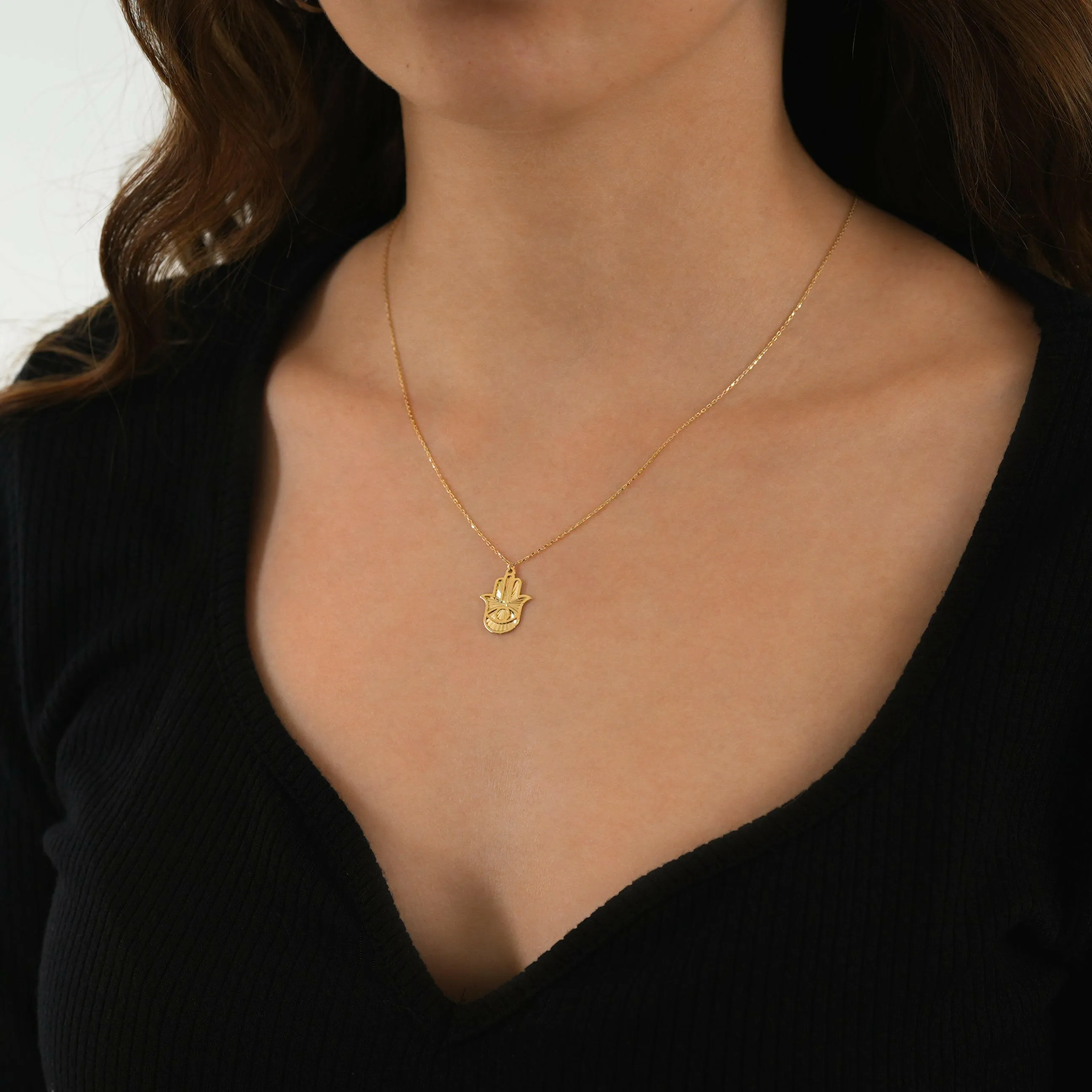 Hamsa Necklace | 14K Solid Gold