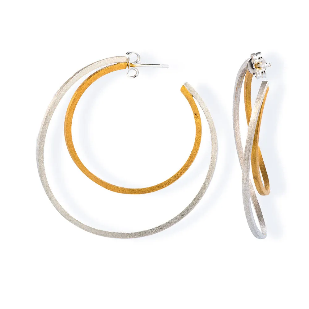 Handmade Gold & Silver Hoop Earrings Double Circles