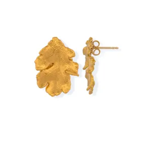 Handmade Gold Plated Silver Stud Earrings Leaves