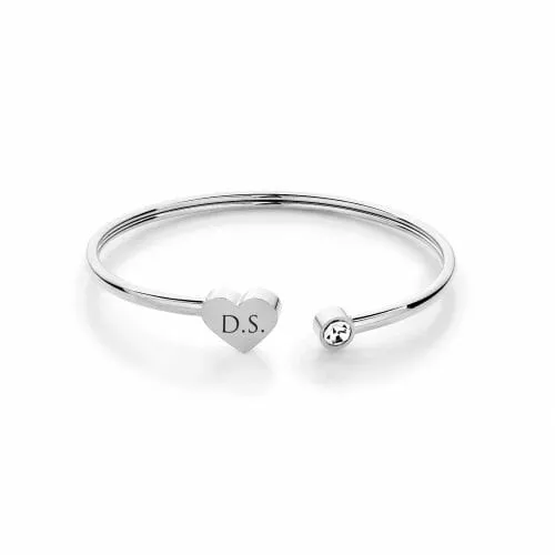 Heart bangle silver