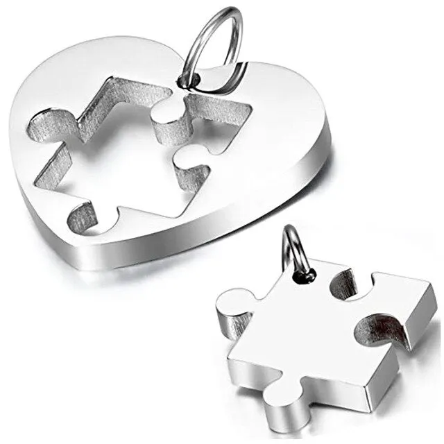 Heart Puzzle Stainless Steel Fashion Couple Necklaces