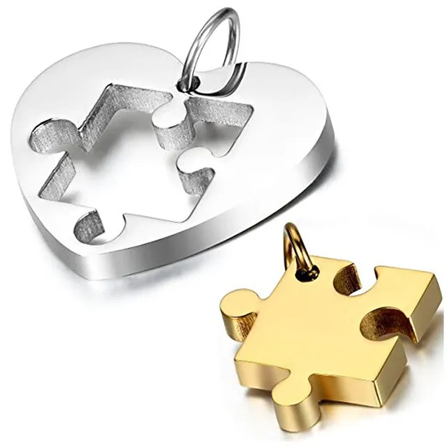 Heart Puzzle Stainless Steel Fashion Couple Necklaces