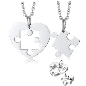 Heart Puzzle Stainless Steel Fashion Couple Necklaces