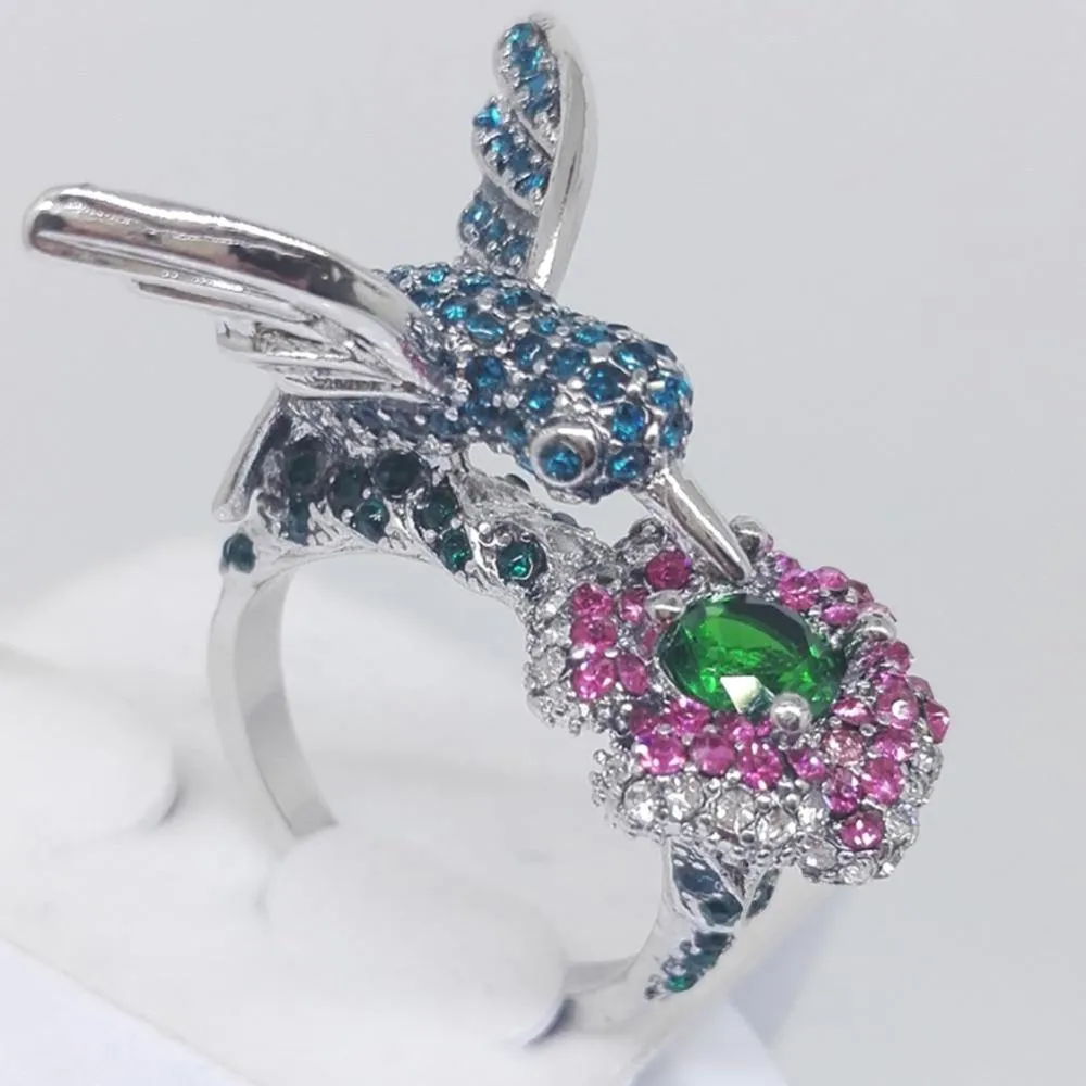 Hummingbird Rhinestone Ring