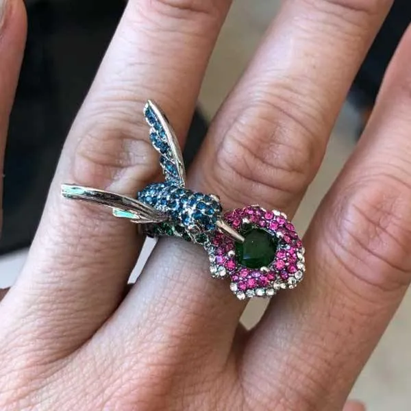 Hummingbird Rhinestone Ring