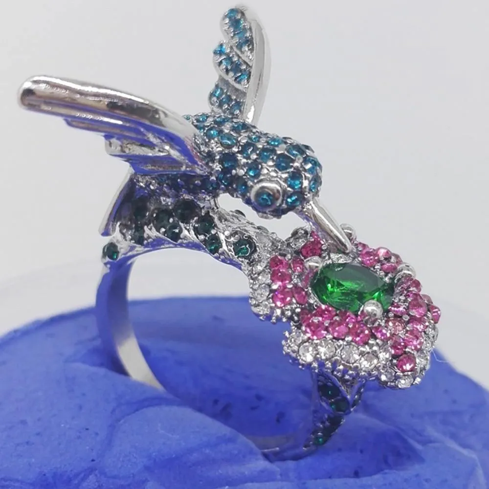 Hummingbird Rhinestone Ring