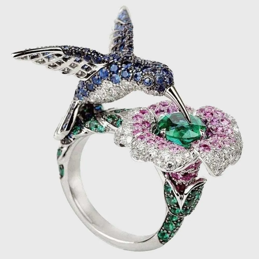 Hummingbird Rhinestone Ring