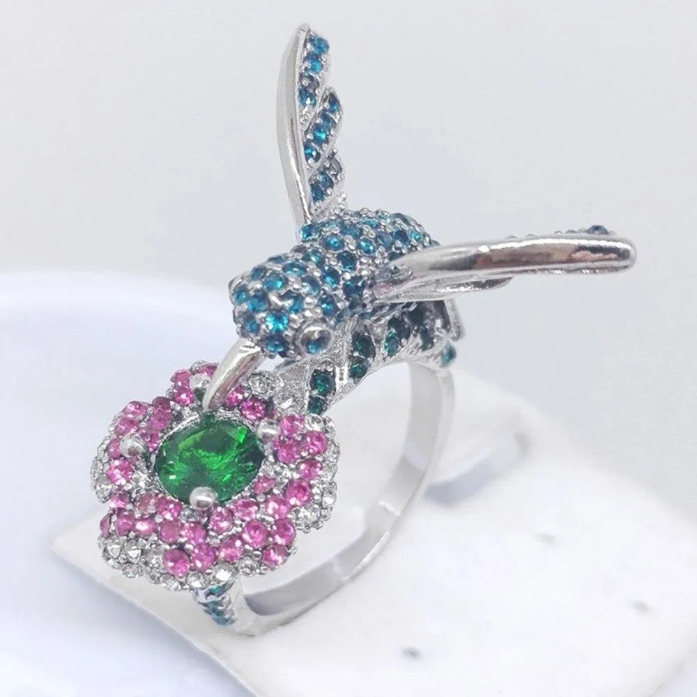 Hummingbird Rhinestone Ring