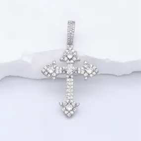 Iced Out Cross Pendant - Silver