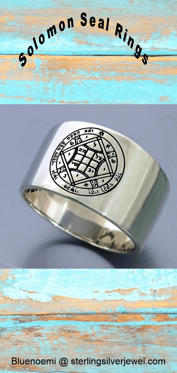 Israeli Jewelry Seal of Solomon Ring for Love, Sterling Silver king Solomon's ring for Woman. Anillo de Salomon