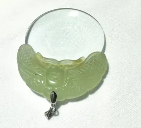 Jade Butterfly Magnifying Jade and Glass Pendant (P685)