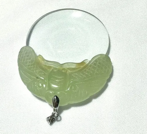 Jade Butterfly Magnifying Jade and Glass Pendant (P685)