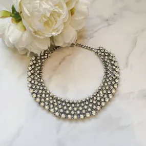 KIARA Silver Rhinestone Embellished Necklace