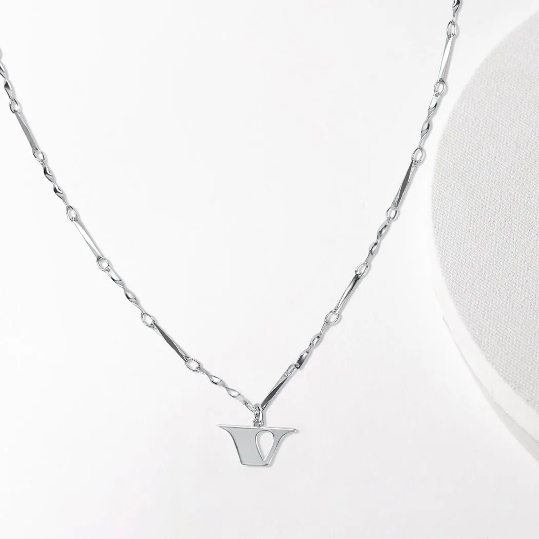 Letter Necklace (V) - Silver