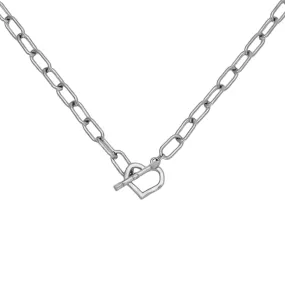 Love Toggle Oval Link Necklace Silver