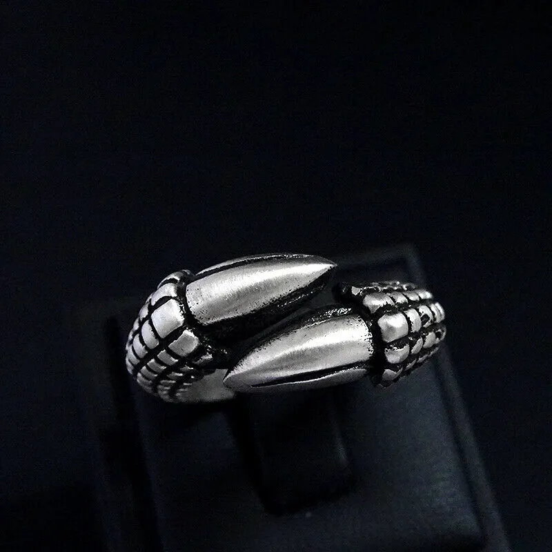 Mens Solid Sterling Silver Eagle Claw Heavy Ring