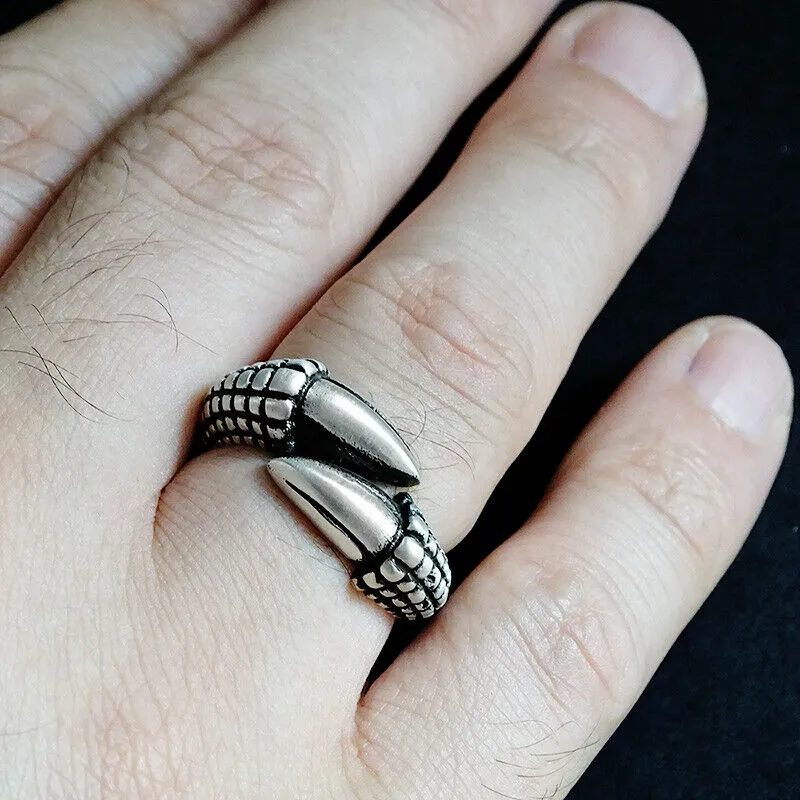 Mens Solid Sterling Silver Eagle Claw Heavy Ring