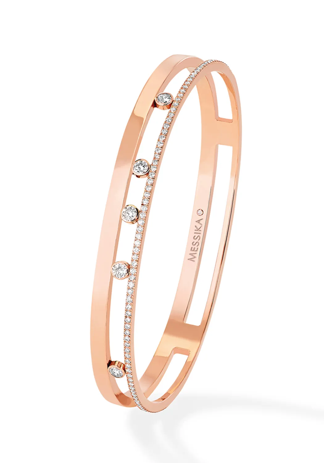 Messika Move Romane 18K Rose Gold Diamond Bangle | Medium