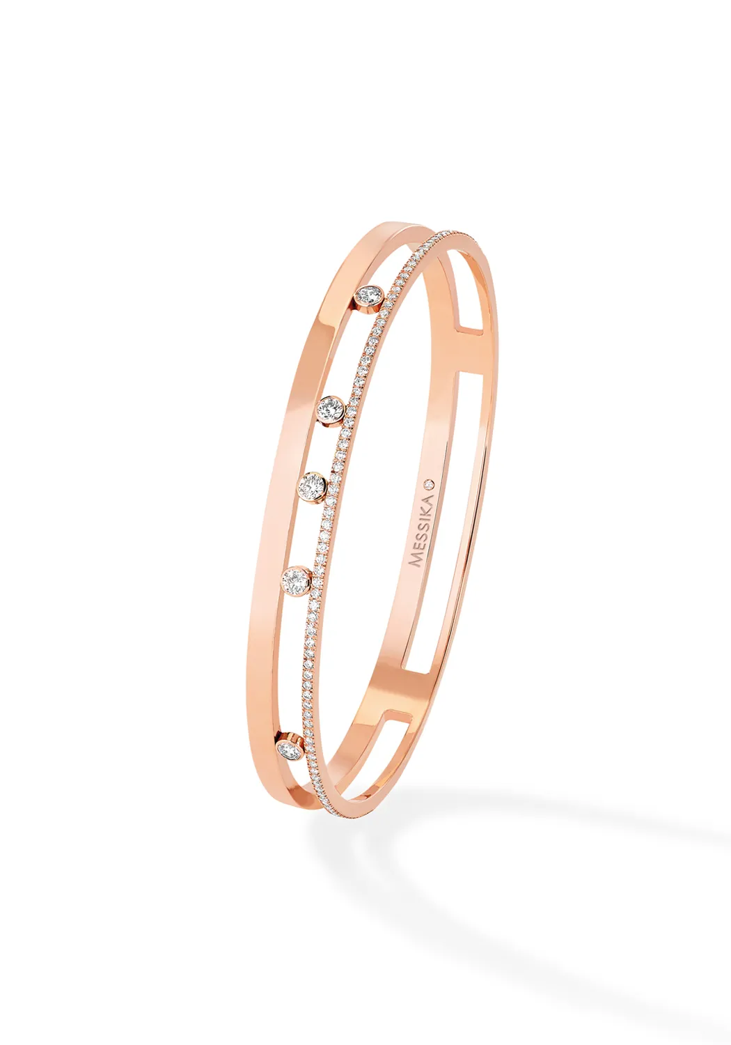 Messika Move Romane 18K Rose Gold Diamond Bangle | Medium