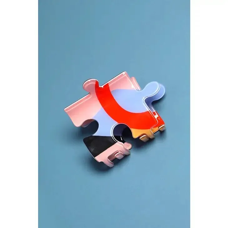 Mid Size Modern Colorful Puzzle Hair Claw Clips