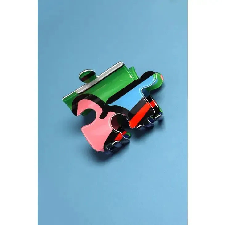 Mid Size Modern Colorful Puzzle Hair Claw Clips