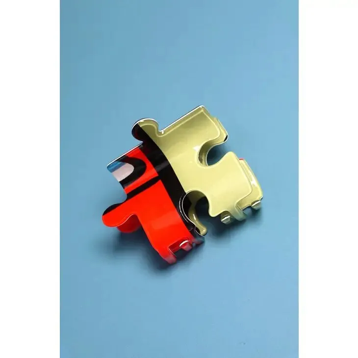 Mid Size Modern Colorful Puzzle Hair Claw Clips