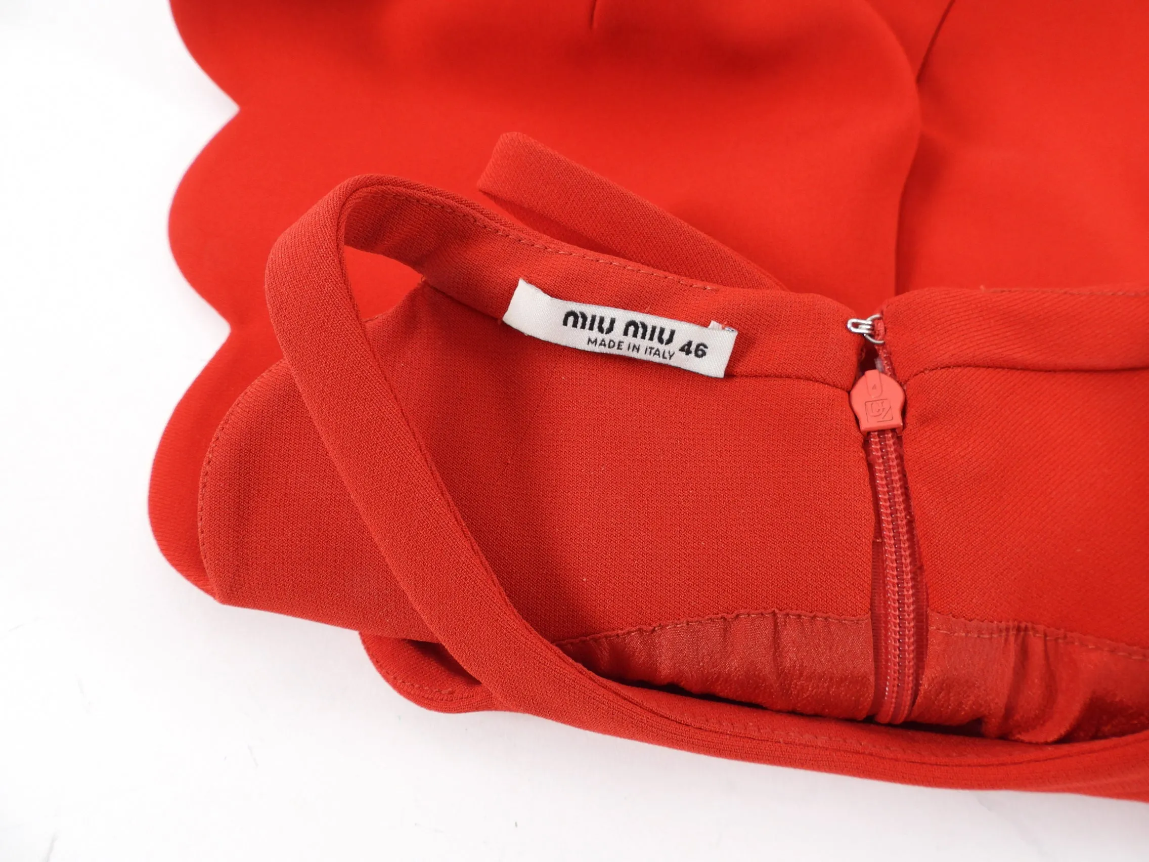 Miu Miu Red Scallop Dress with Bow Detail - IT46 / L