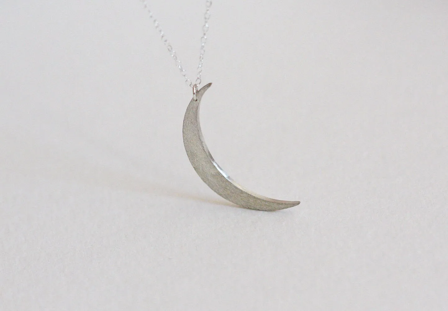 Moon Necklace, Silver Crescent Necklace, Half Moon Necklace, Large Charm Boho Necklace