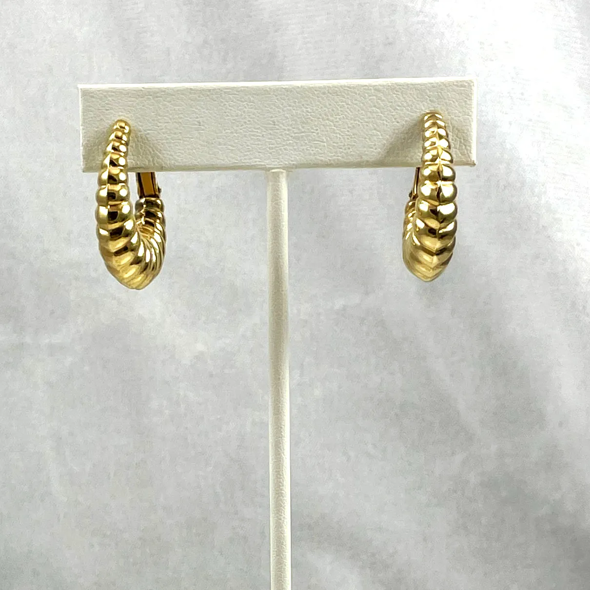 Napier Gold Shrimp Hoop Earrings Vintage