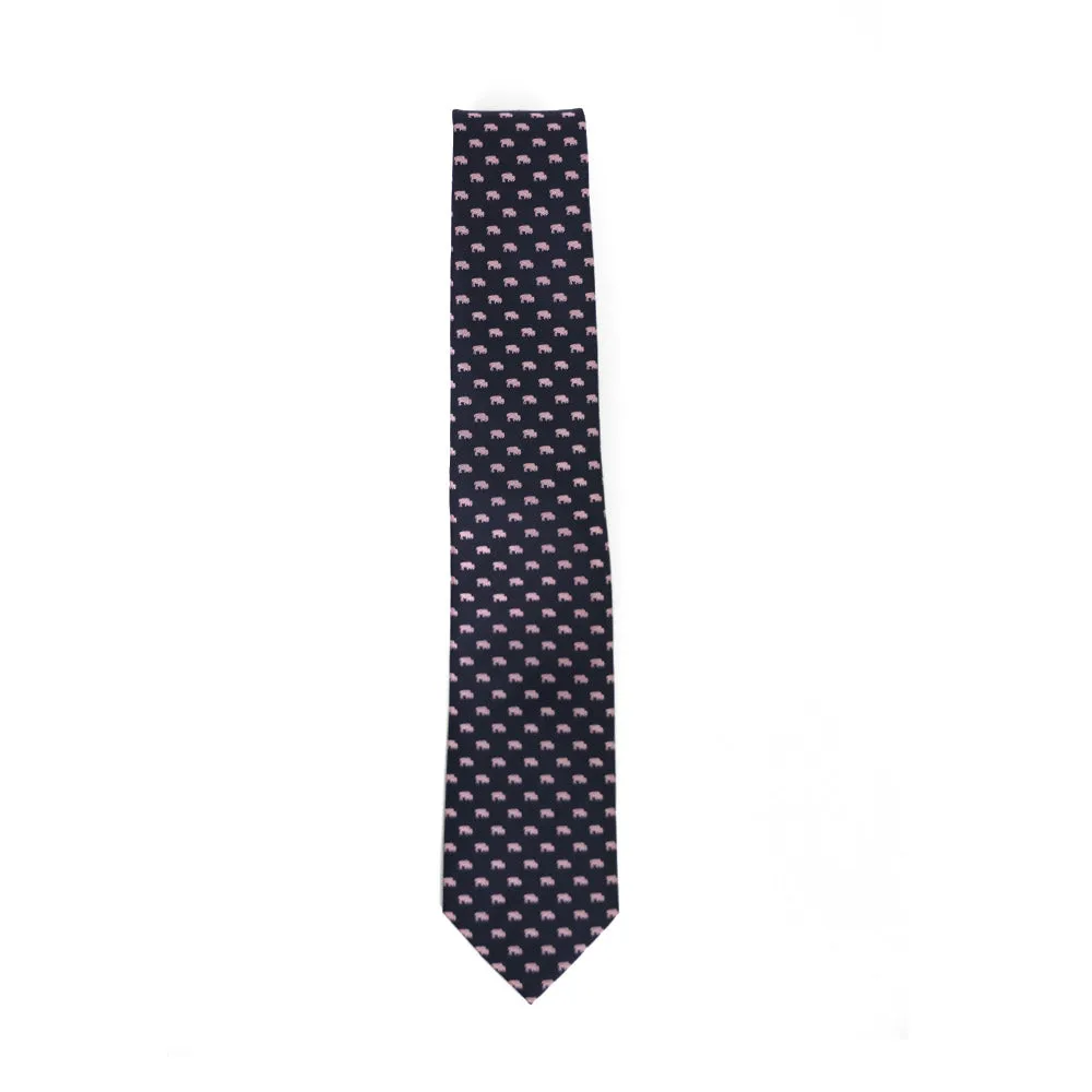 Navy & Pink Herd of Buffaloes Neck Tie