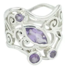 Nice Gem Amethyst 925 Sterling Silver Ring December Birthstone Jewelry