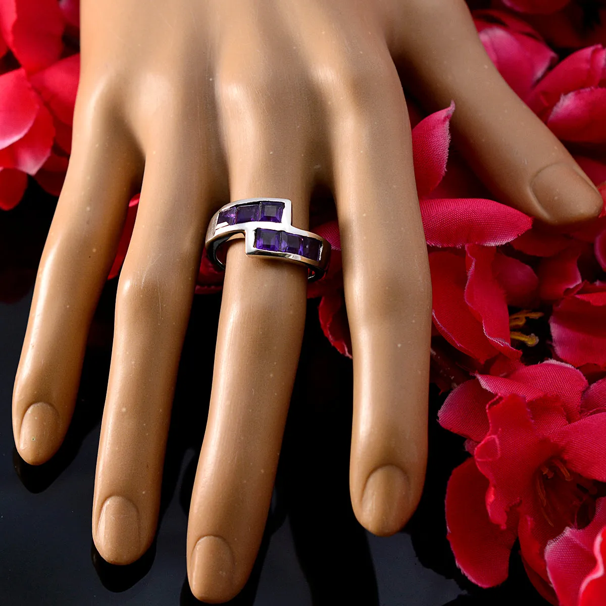 Nubile Gemstone Amethyst 925 Sterling Silver Rings Daisy Jewelry