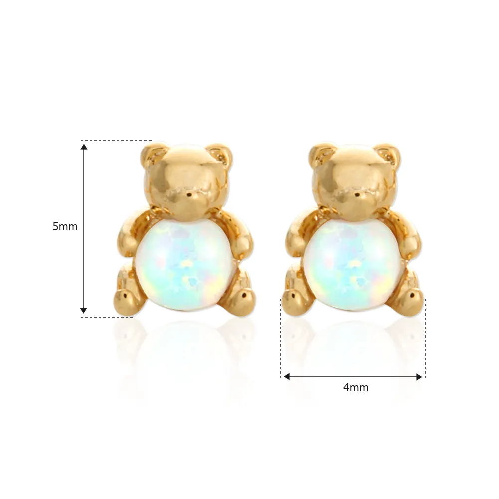 Opal Baby Bear Studs Earrings