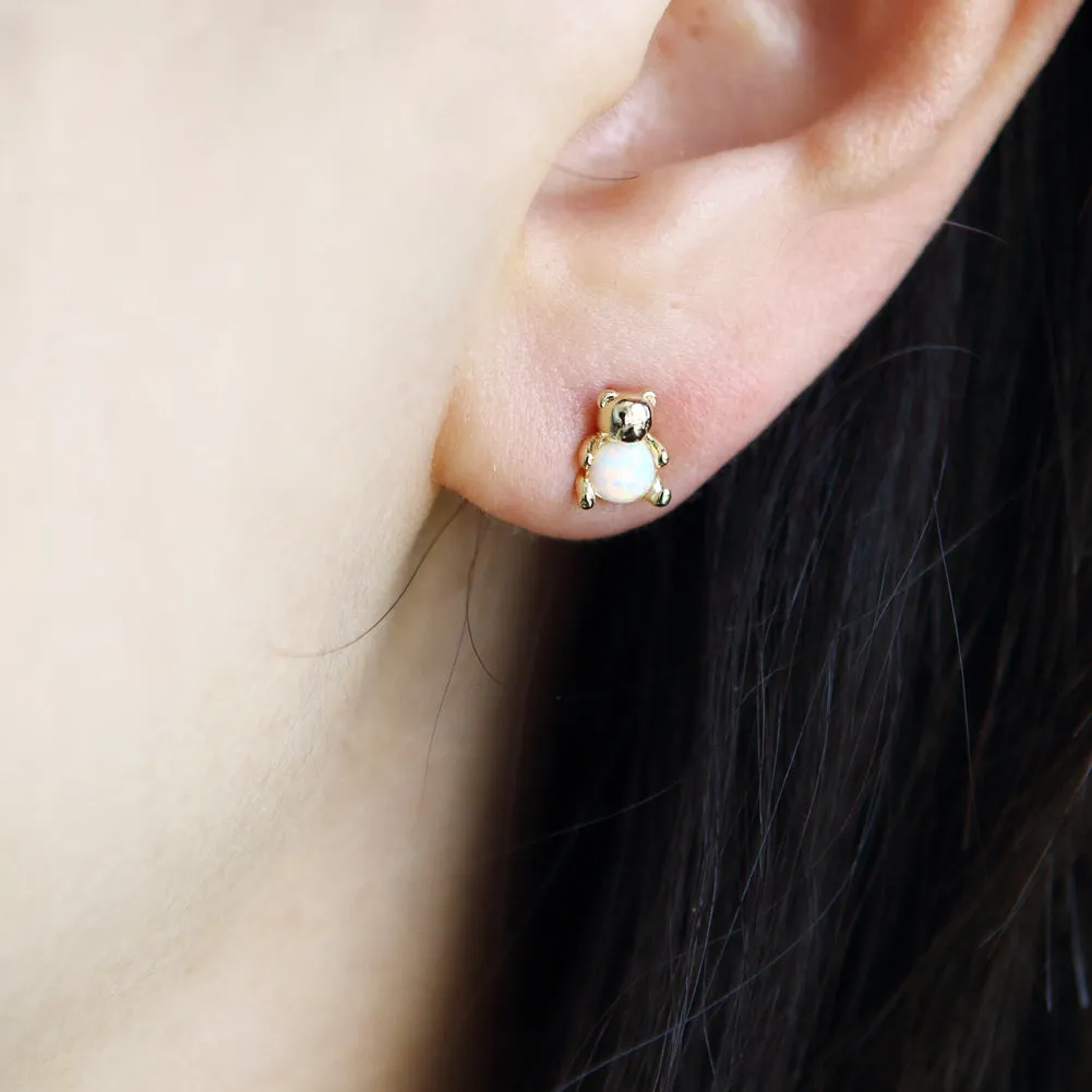 Opal Baby Bear Studs Earrings