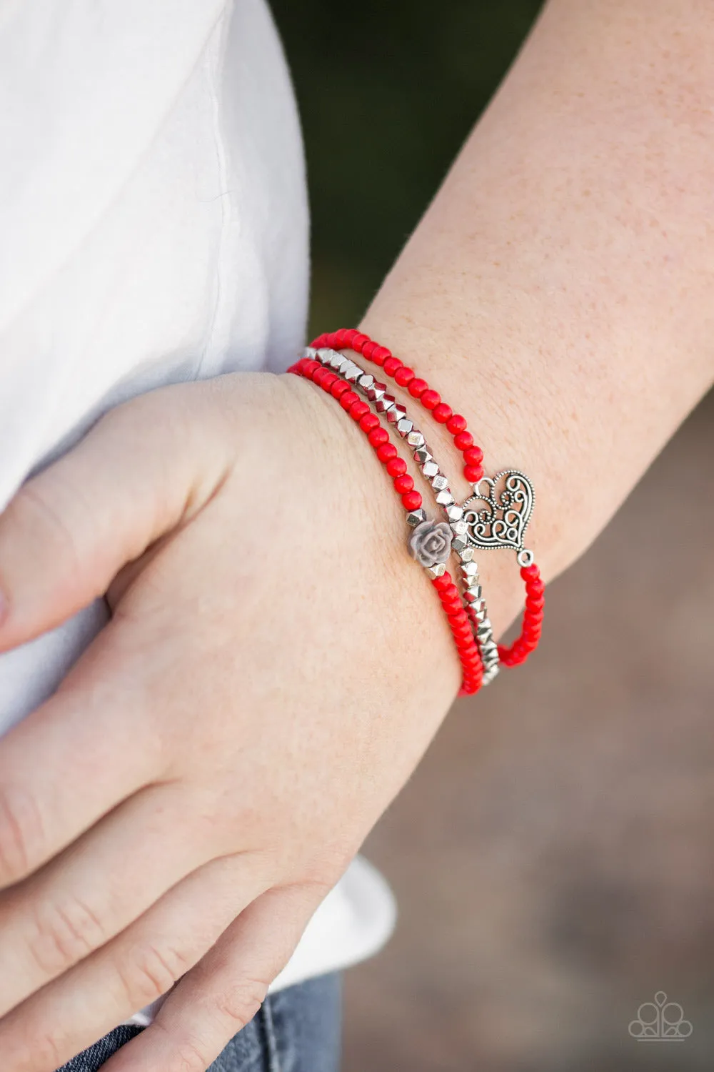 Paparazzi Bracelet ~ Lovers Loot - Red