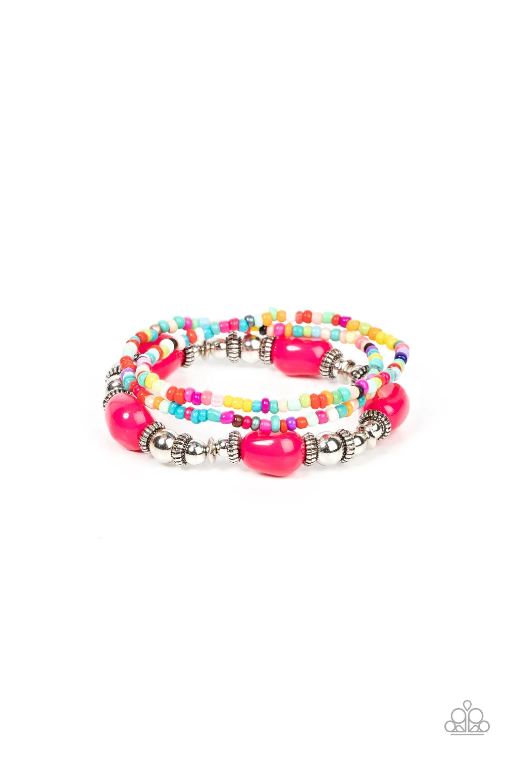 Paparazzi Confidently Crafty - Pink Stretchy Bracelet