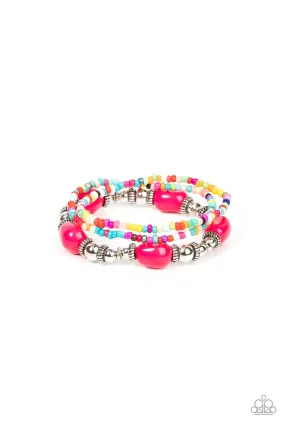 Paparazzi Confidently Crafty - Pink Stretchy Bracelet