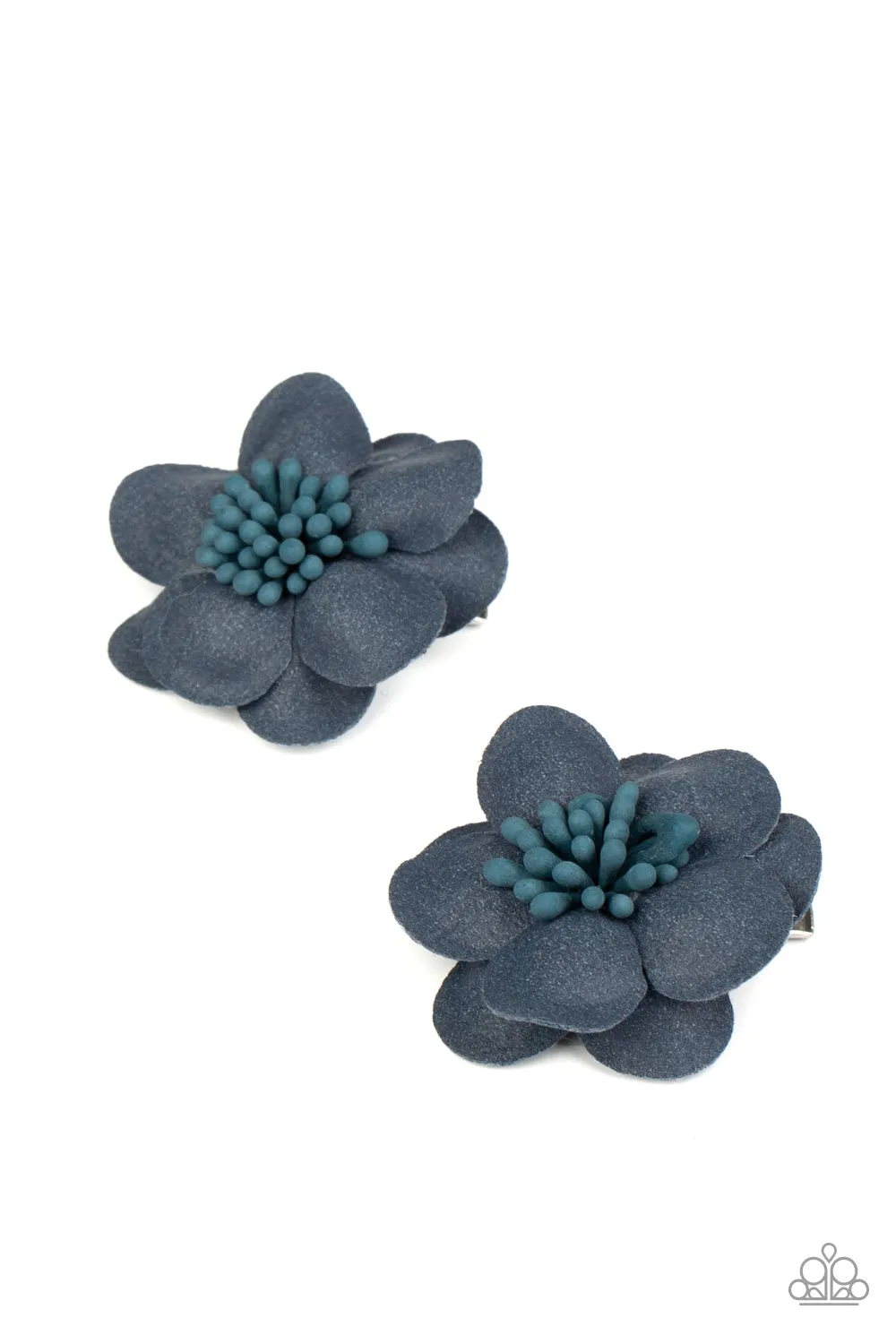 Paparazzi Hair Accessories ~ Look At Her GROW! Blue Paper-Like-Petals Bloom Hair Clip