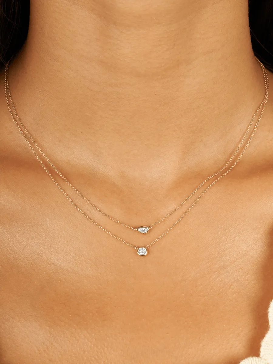 Pear Bezel Diamond Necklace 14K