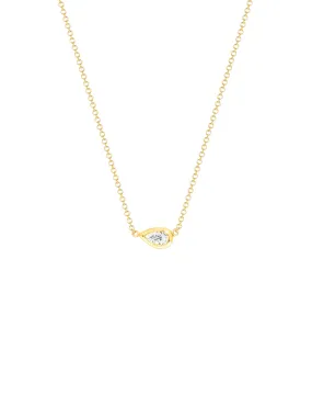 Pear Bezel Diamond Necklace 14K