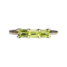 Peridot Faceted 3 Stone Ring