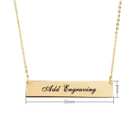 Personalized 24K Gold Plated Sterling Silver Horizontal Name Bar Necklace - Medium