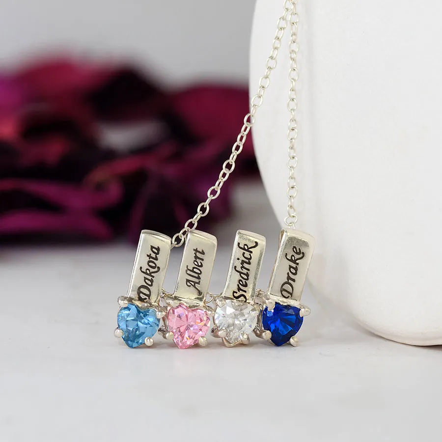 Personalized Mothers Necklace - Names and Birthstones