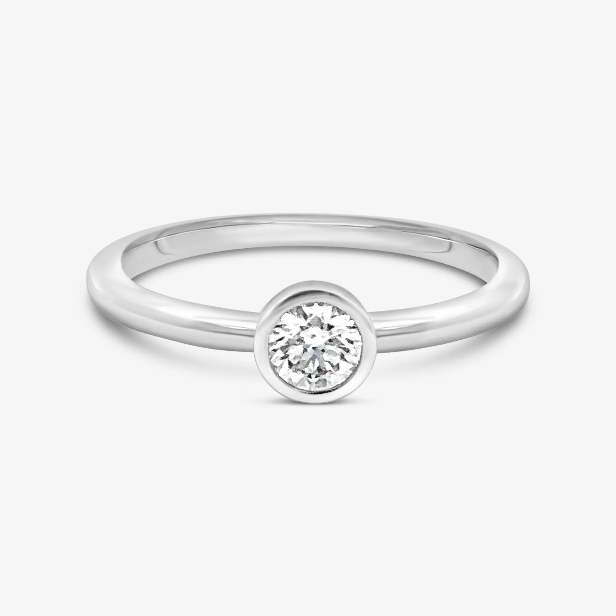 Petite Bezel Solitaire Stackable Diamond Ring