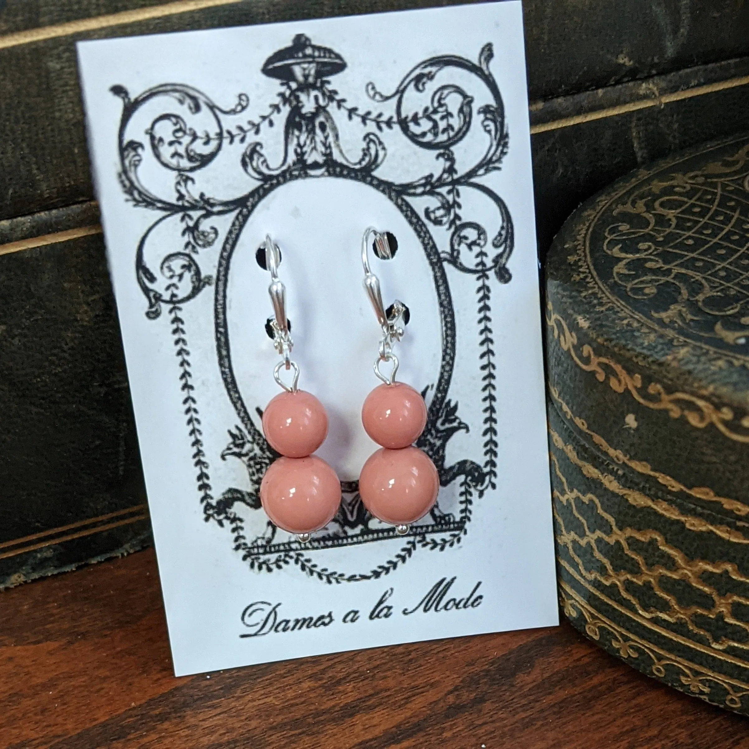 Pink Pearl Coral Ball Earrings