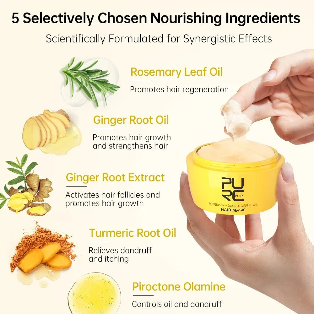 PURC Rosemary Oil Hair Mask for Hair Growth Ginger Oil Hair Loss Treatment Anti-Dandruff Smoothing Cream Hair Care Products